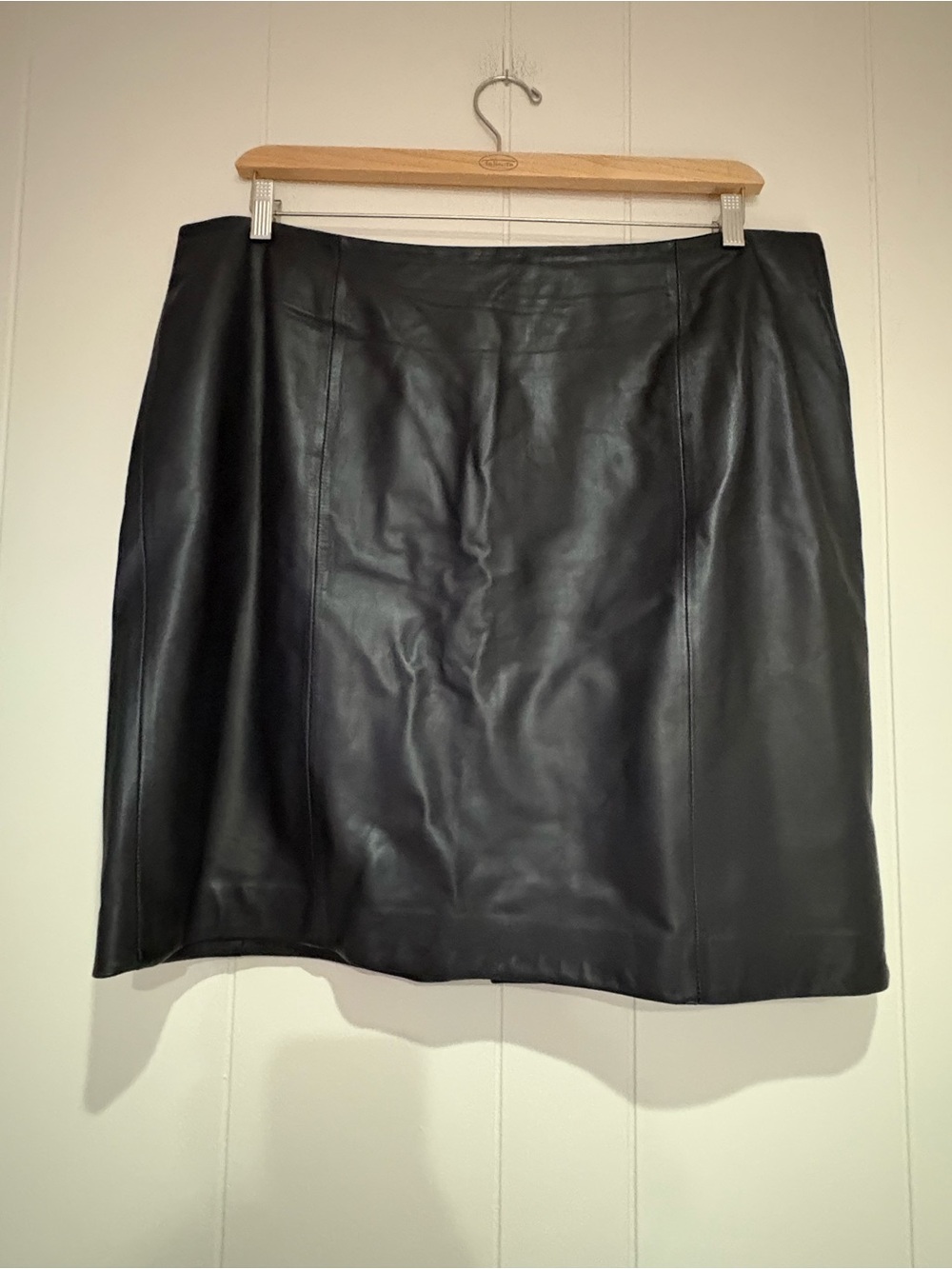 Talbots black leather skirt 18W petite pencil